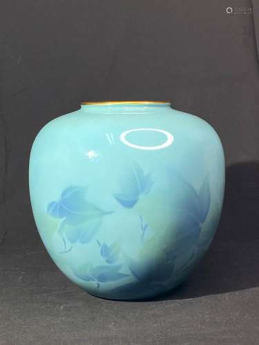 Japanese Koransha Porcelain Vase with Maple Leaf