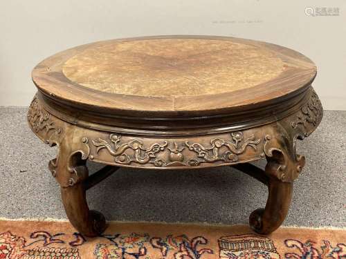 Chinese Round Low Table with Dragon