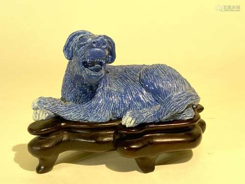 Chinese Blue Glazed Porcelain Peking Dog