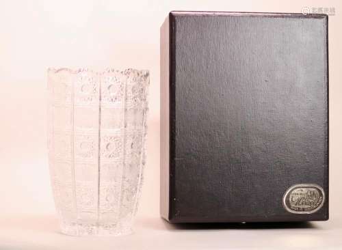 Bohemian Cut Glass Vase with Original Box
