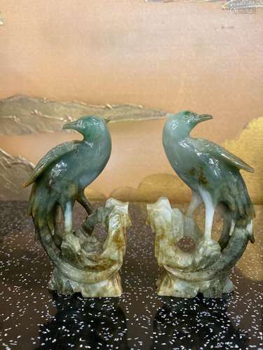 Pair Chinese Jadiete Birds