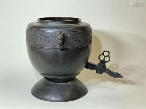 Japanese Bronze Urn with Spout
