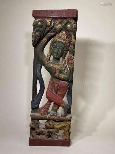 Antique Indian Carved Wood Diety