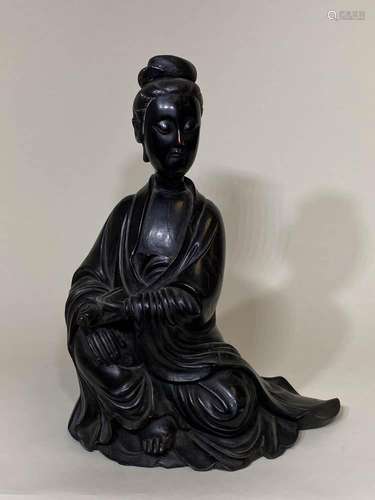 Chinese Carved Wood Seated Kuanyin