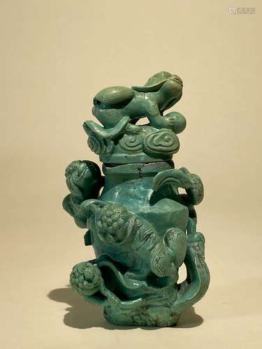 Chinese Carved Turquois Vase - Foolion Design