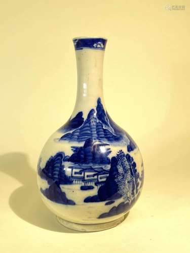 Chinese Blue White Porcelain Vase with Landscape