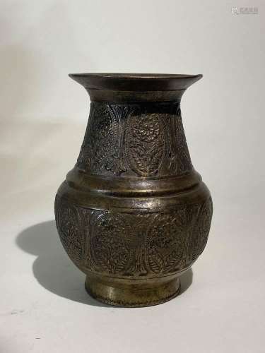 Mid Eastern Nepalese Asian Bronze Vase - Flower