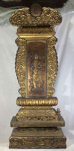 Impressive Japanese Wood and Bronze Kuanyin