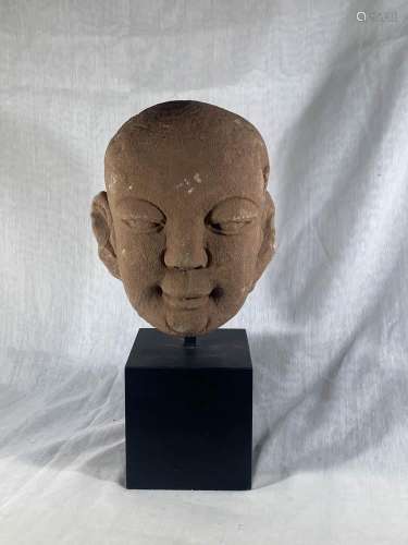 Chinese Song Sandstone Lohan Head on Stand