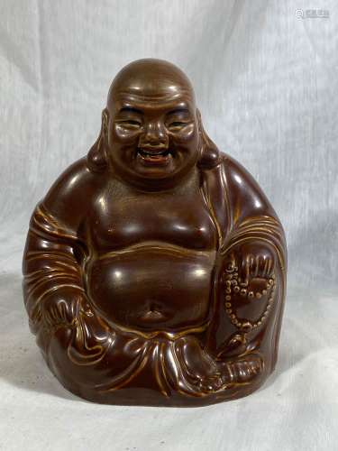 Chinese Porcelain Happy Buddha with CafÃ© au Late Glaze