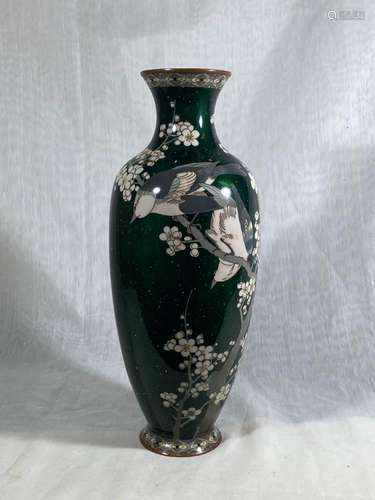 Japanese Cloisonne Vase with Gold Stone - Birds