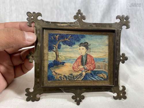 Chinese Export Miniture Painting in Frame