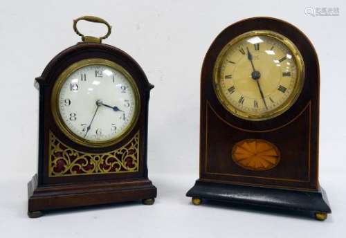 Late 19th/early 20th century arched top mantel clock by H.A.C of Wurttenberg, in inlaid mahogany