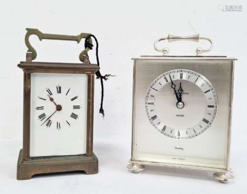 19th century brass four-glass carriage clock and a Junghans Meister West Quartz German carriage