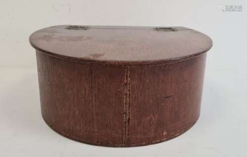 Early 20th century D-shaped box with painted decoration to the hinged lid, 35cm x 15cm