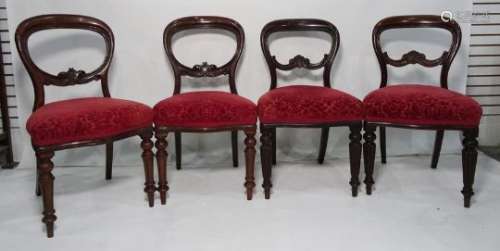 Two pairs of Victorian balloonback chairs (4)