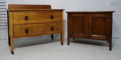 20th century oak two-drawer low chest together with a low two-door cupboard (2)Condition Reportthe