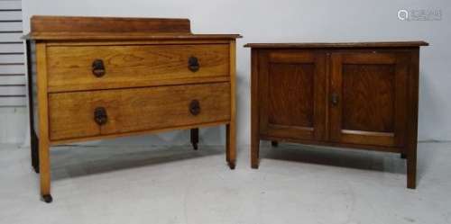 20th century oak two-drawer low chest together with a low two-door cupboard (2)Condition Reportthe