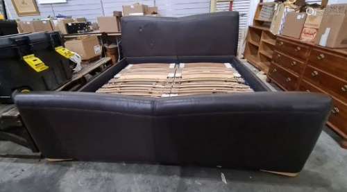 Harrods 6ft electric bed with brown leatherette head and footboard