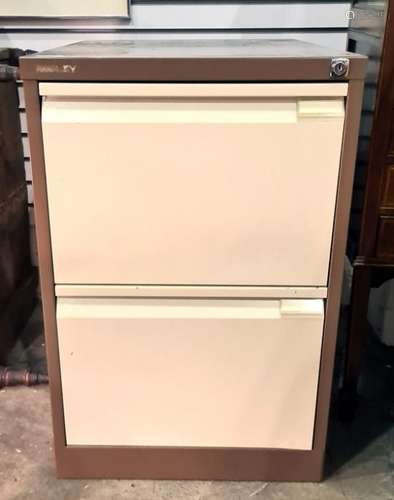 Metal two-drawer filing cabinet