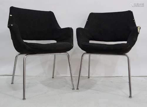 Five 1960's office tub armchairs, each on tubular metal supports (5)