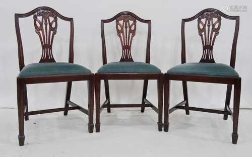 Set of fourteen 20th century Hepplewhite style boardroom chairs with drop in seats