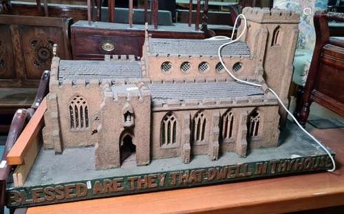 Unusual model of a church, 110 x 65.5cm