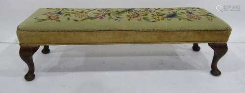 Rectangular footstool, needlework upholstered top, cabriole legsCondition ReportHeight 33cm X Length