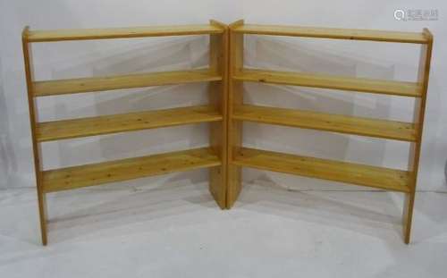 Two pine open bookcases