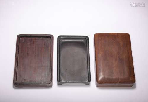 Qing dynasty Inkstone and wood box