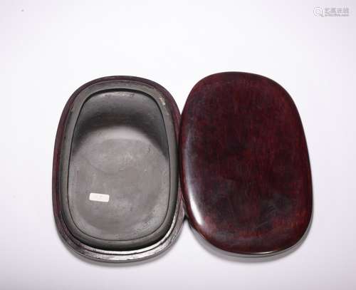 Qing dynasty Inkstone and wood box