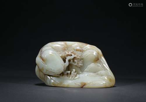 Qing dynasty jade ornament with figure and mountain pattern