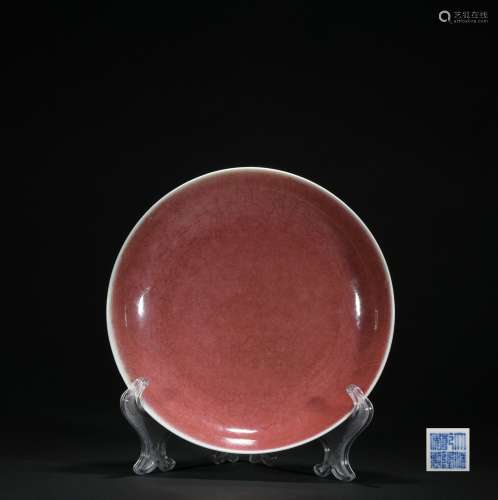 Qing dynasty Ge kiln cowpea rad glaze plate