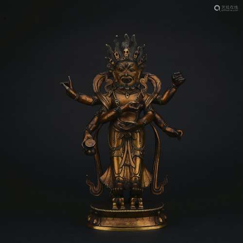 Qing dynasty gilt bronze statue of Mammon