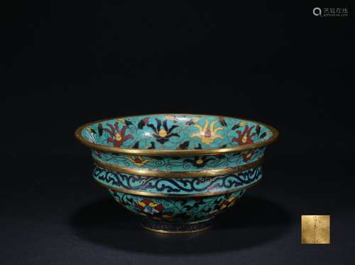 Qing dynasty cloisonne bowl with flowers pattern