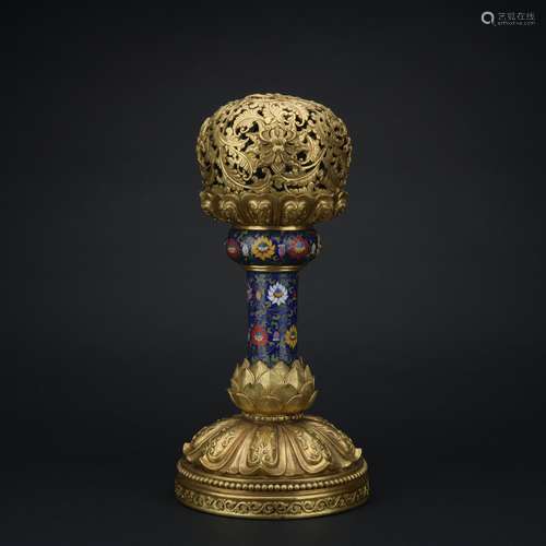 Qing dynasty cloisonne incense burner with flowers pattern