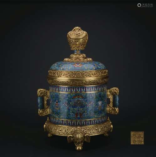 Qing dynasty cloisonne incense burner with flowers pattern