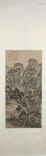 Qing dynasty Wang chen's landscape painting