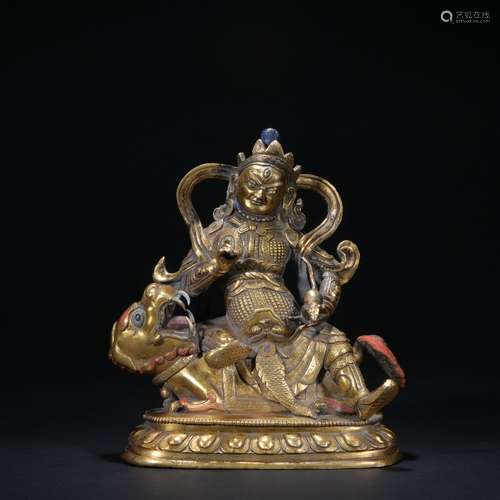 Qing dynasty gilt bronze statue of Mammon