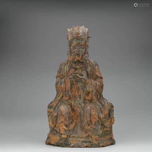 Qing dynasty wood statue of Guan Yu