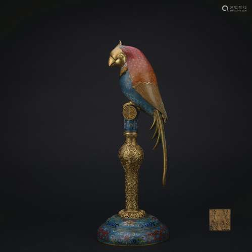 Qing dynasty cloisonne parrot