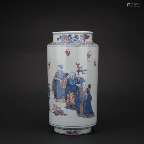 Qing dynasty multicolored bottle with figure pattern