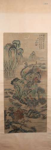 Qing dynasty Wang jian's landscape painting