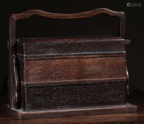 A XIAOYE ZITAN WOOD CARVED LIFTING BOX