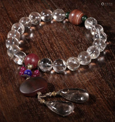 A CRYSTAL WITH AGATE GLASS BRACELET