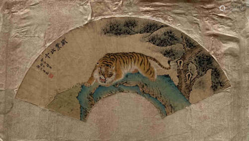 A TIGER PATTERN PAINTING FAN BY XIONGSONGQUAN