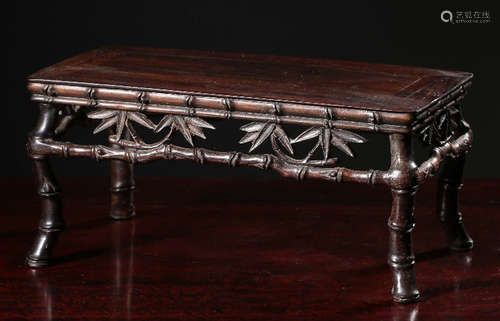 A SUANZHI WOOD CARVED BAMBOO PATTERN DESK