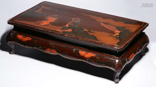 A LACQUER WITH COLOR FIGURE STORY PATTERN DESK