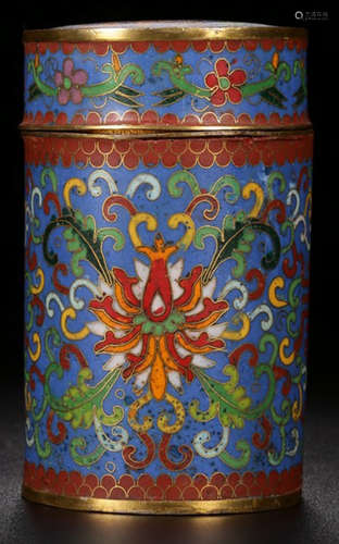 A CLOISONNE FLOWER PATTERN TEA JAR