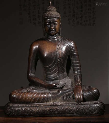 A COPPER CAST SAKYAMUNI BUDDHA STATUE